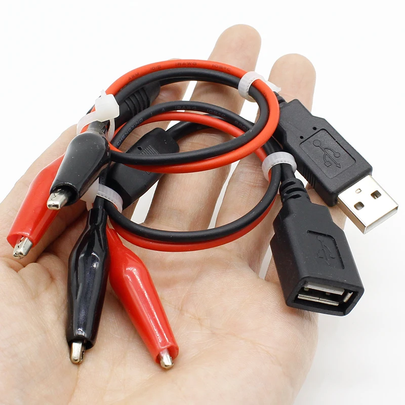 1pair USB Alligator clips Crocodile wire Male/female to USB tester Detector DC Voltage meter ammeter capacity power meter