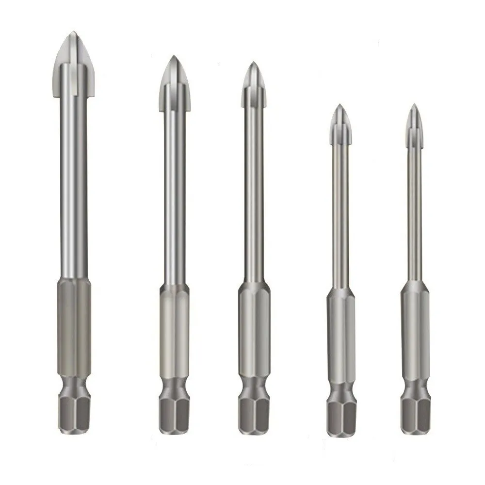 5pcs Drill Bits Set 3/4/5/6/8mm Efficient Universal Drilling Tool Multifunctional Cross Alloy Triangle Drill Bits Hole Opener