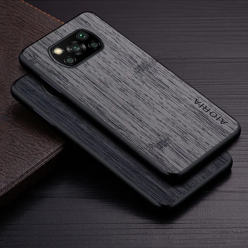 Case for Xiaomi Poco X3 NFC Pro X3 GT funda bamboo wood pattern Leather phone cover Luxury coque for xiaomi poco x3 pro case