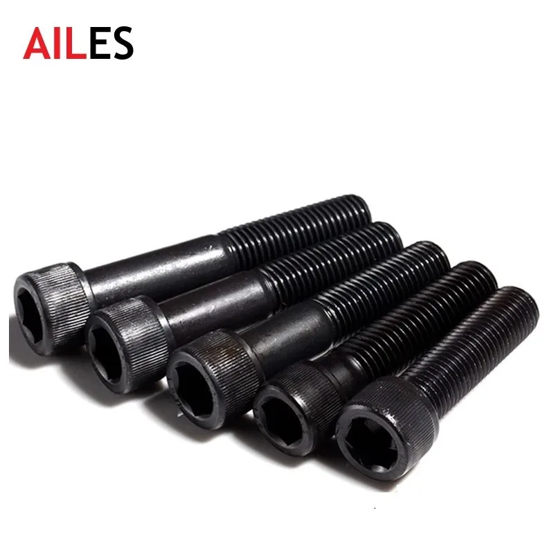 

M6 M8 M10 Half Tooth Bolts 12.9 Grade Alloy Steel Black Hexgon Socket Screw 35 75 80 90 150 250mm Length Black Extended Screws