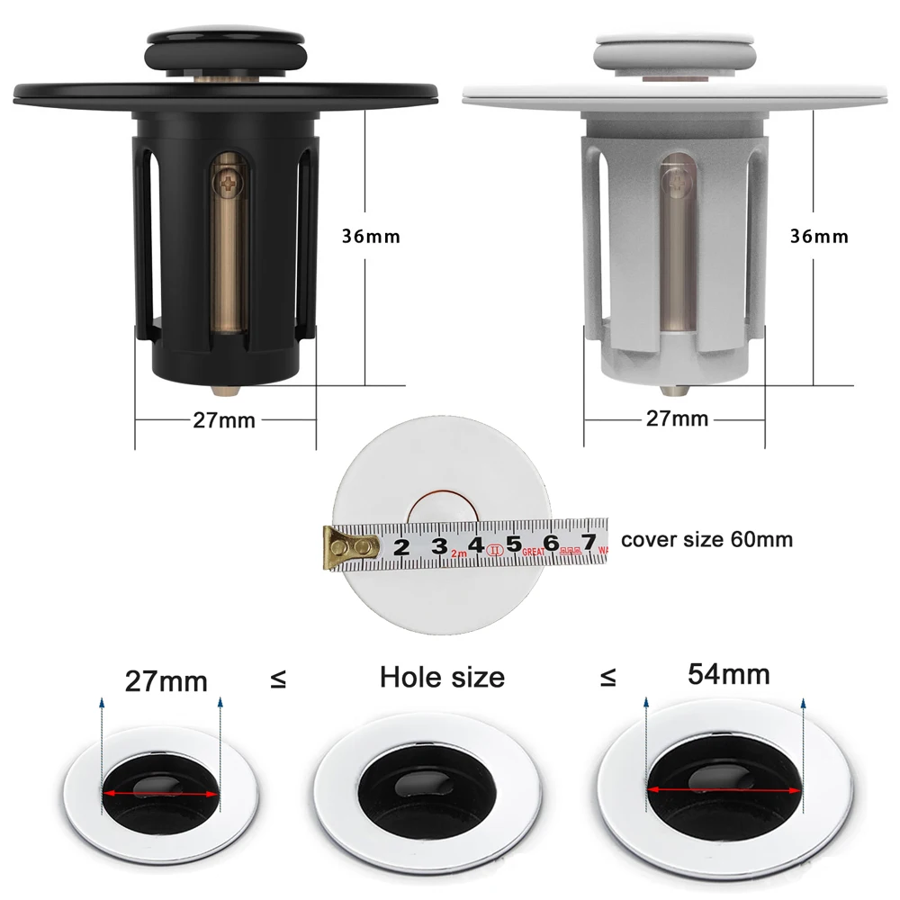 White Brass Bounce Core Sink para Banheiro, Filtro Pop Up, Captador de cabelo, Rolha desodorante, Lavatório de cozinha, Renovação de ferramentas