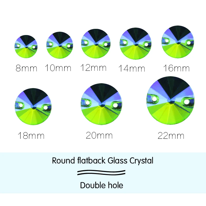 QL colorful Round rivoli sewing rhinestones AB flatback glass crystal sew on rhinestone стразы for DIY wedding dress accesssior