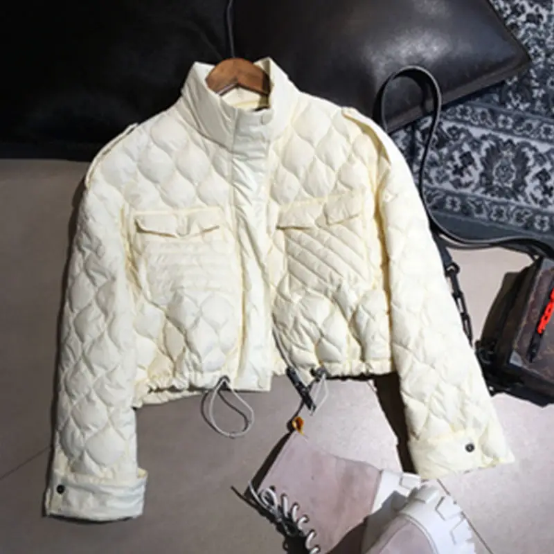 Women Short Down Jacket Thick Duck Feather Crop Coat Solid Color High Quality Winter Tops for Female