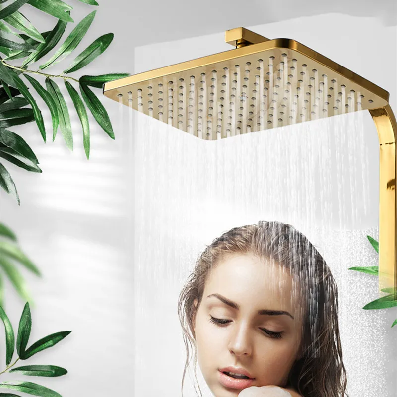Digital Shower Set for Four Function Gold Thermostatic Shower System Rainfall Shower Head Copper Bath Faucet Digital Shower Sets