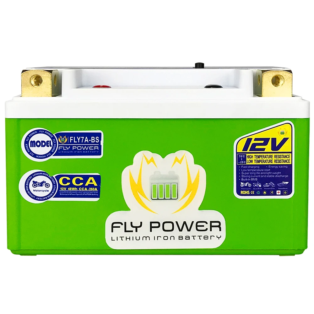 FLY7A-BS STARTING BATTERY LiFePO4 12V 4AH Motorcycle Battery Lithium iron Phosphate Scooter Batteries 12V 48Wh CCA 260A with BMS