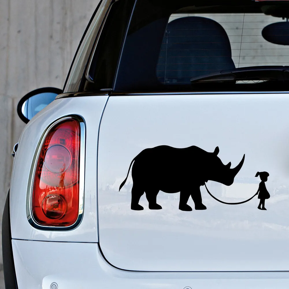 MIGNATIS - Child with Hands in Rhinoceros Mural Art Decal For Car Window Loptop Decoration Vinyl Stickers Waterproof Self Adhesi