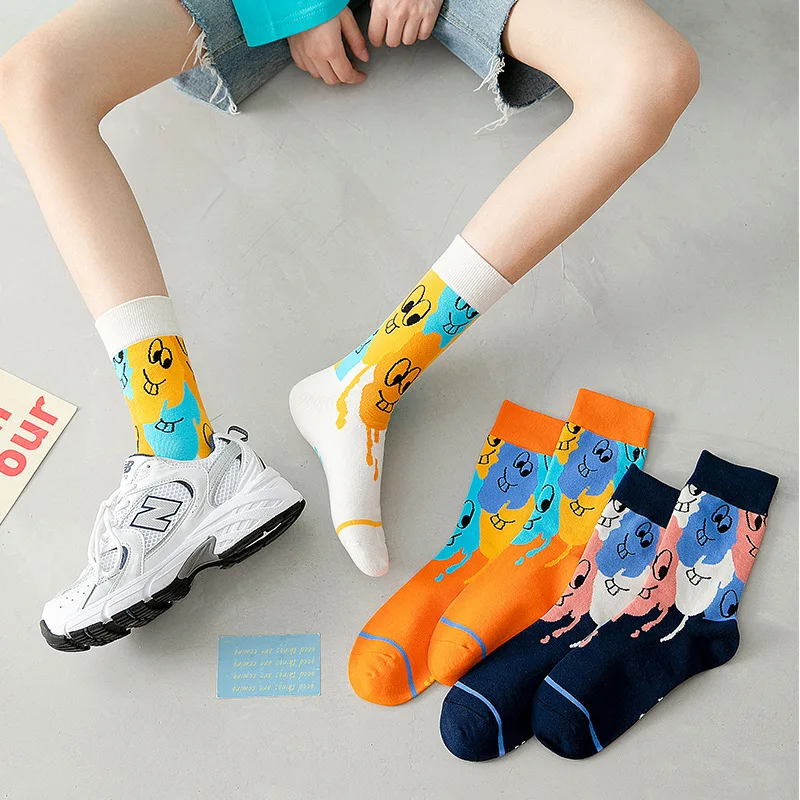 Women Cute Cartoon Anime Middle Tube Sweet Socks High Quality Casual Cotton Personality Fashion Tide All-match Socks For Girls