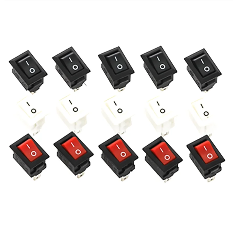 5/10/15 pcs KCD11 15x10 2 Pin 3A 250V Red Black White  Boat Switch Snap-in 15*10mm SPST ON OFF Rocker Position MINI Switch