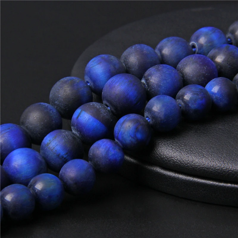 Natural Stone Blue Lapis Lazuli Tiger Eye Beads Matte Round Loose Spacer Beads for Jewelry Making DIY Bracelet 4/6/8/10/12mm