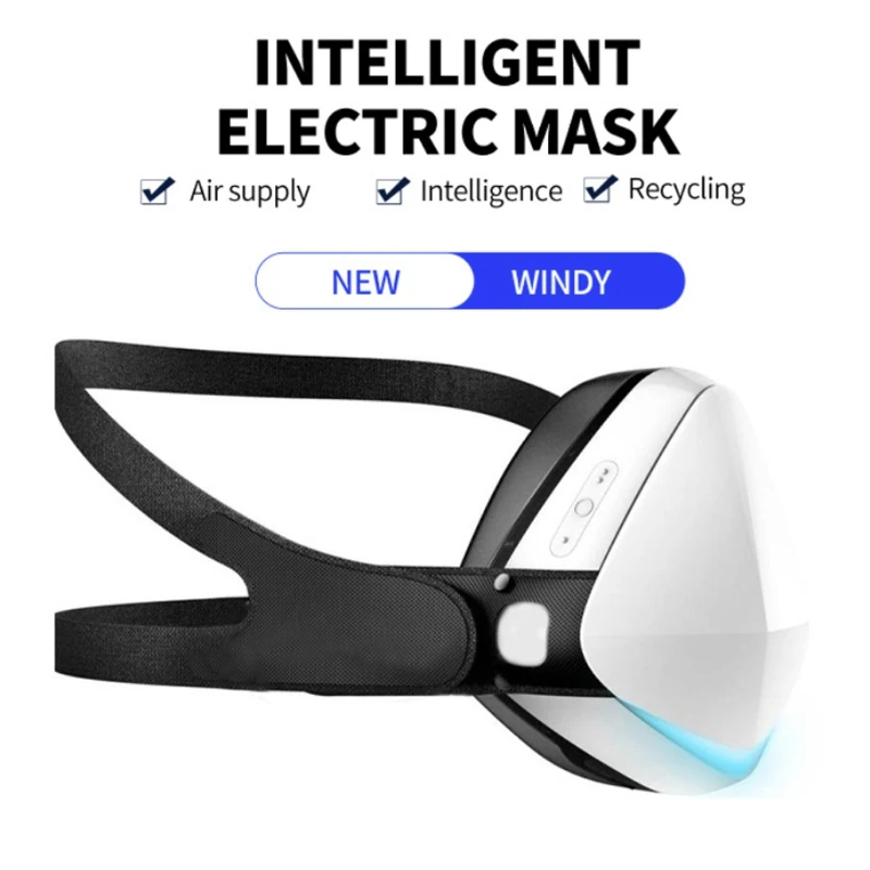 Intelligent Electric Face Mask USB Rechargeable Air Purifying Respirator 2 Speeds Fan Mode Mouth Cover for Outdoor Sports