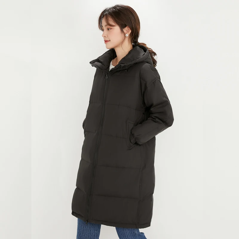 Women Winter Overcoat 90% White Duck Down Quilted Coat Thick Jacket Casual Female Warm Padded Snowy Day Black Parkas