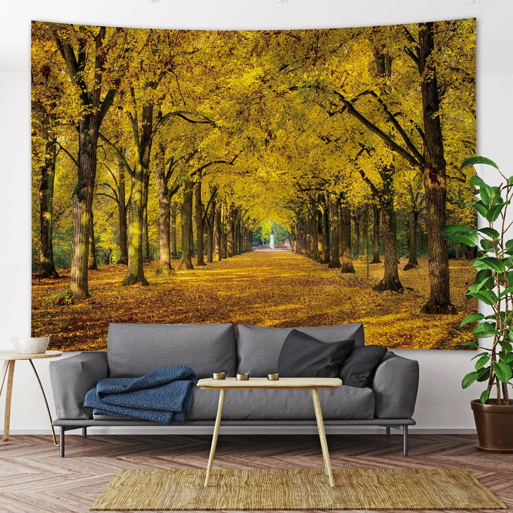 Tree-lined avenue psychedelic scene home decoration tapestry bohemian wall hanging bedroom wall decoration yoga mat