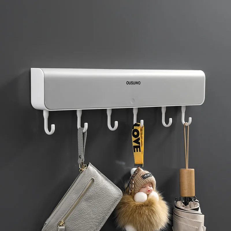 

Wall-Mounted Storage Rack Shelf Storage Box with Hook for Bathroom Door Punch-Free Clothes Key Organizer Bathroom Accessories
