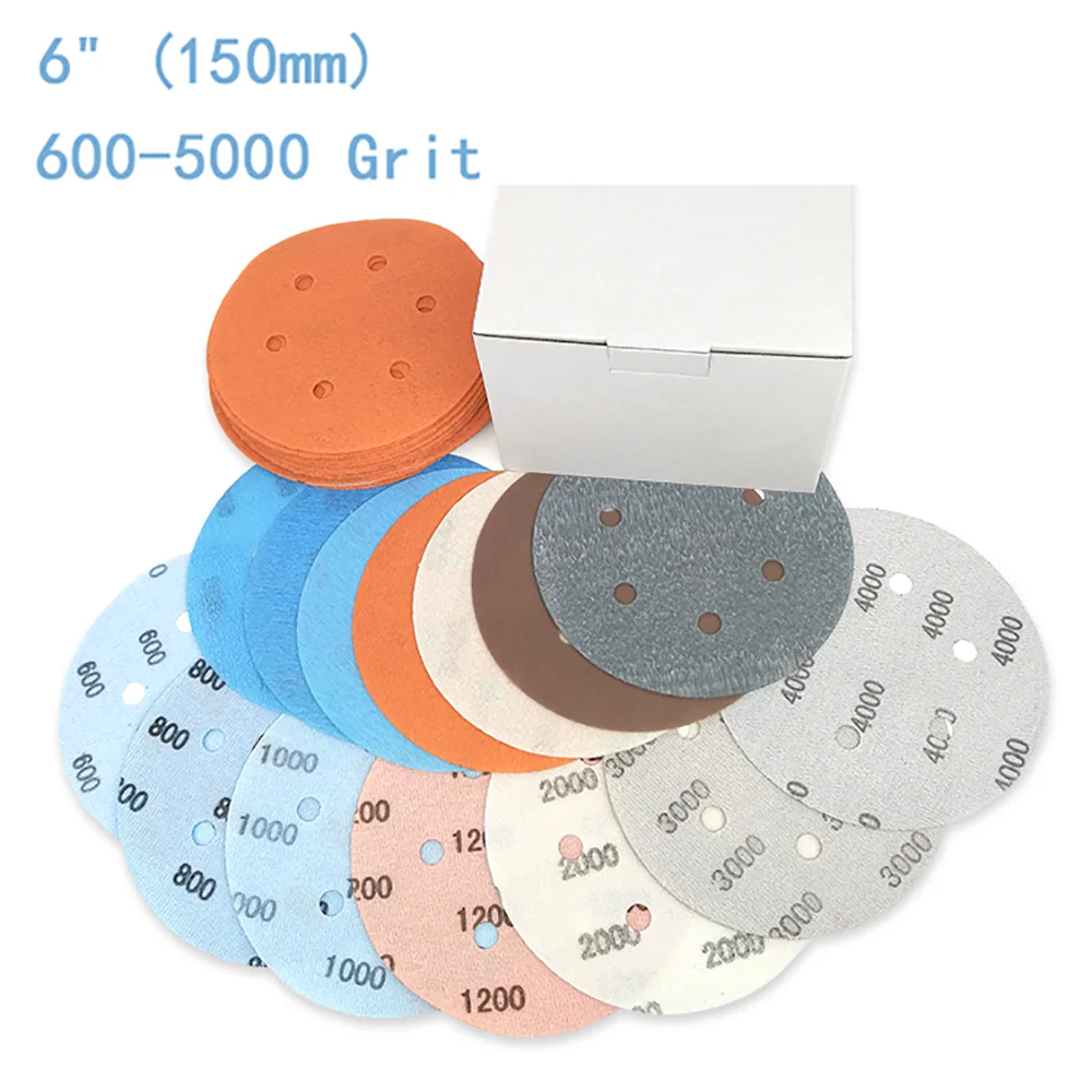 

6" Sanding Discs 600-5000 Grit 6 Holes Orbital Sander Pads 150mm Sandpaper Wet And Dry FV Superfine Film Paint Abrasive Paper