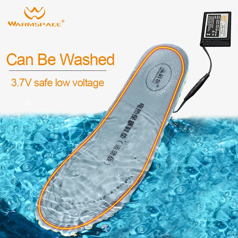 WARMSPACE electric heated shoe insoles keep warm at constant temperature with rechargeable lithium battery