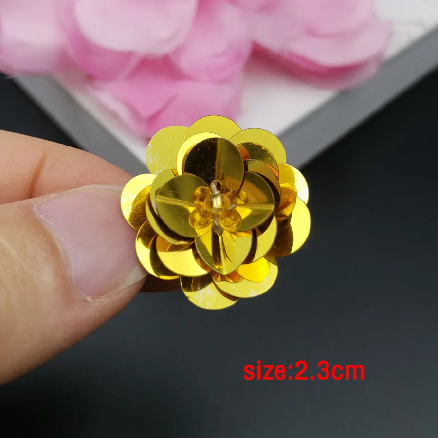 10 Pieces 3D Handmade Small Flower Sequin Appliques Diy Sewing On Patches For Clothing Beading Black White 2 3 4 CM 1 Inch Large