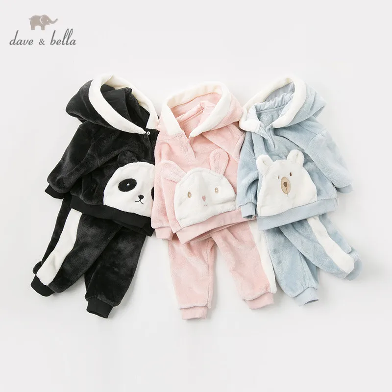 dave bella pajamas set children winter unisex baby kids home clothing print long Sleeve baby Sleepwear Suit