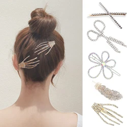 Geometric Hair Pins Clips For Women Korean Fashion Flower Leaf Rhinestone Barrettes Hairgrip Jewelry Sweet Girl Hair Accessories