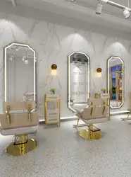 Barber shop mirror table beauty salon mirror with lamp LED mirror wall hanging simple single-sided mirror for hair salon