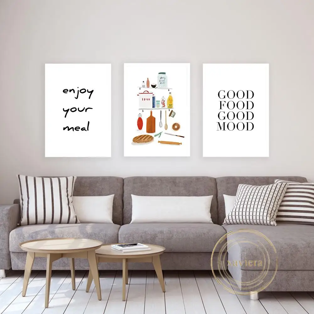 Abstract Cartoon Tableware Canvas Painting Kitchen Decoration Wall Art Poster Nordic Minimalist Pictures Home Decor Restaurant