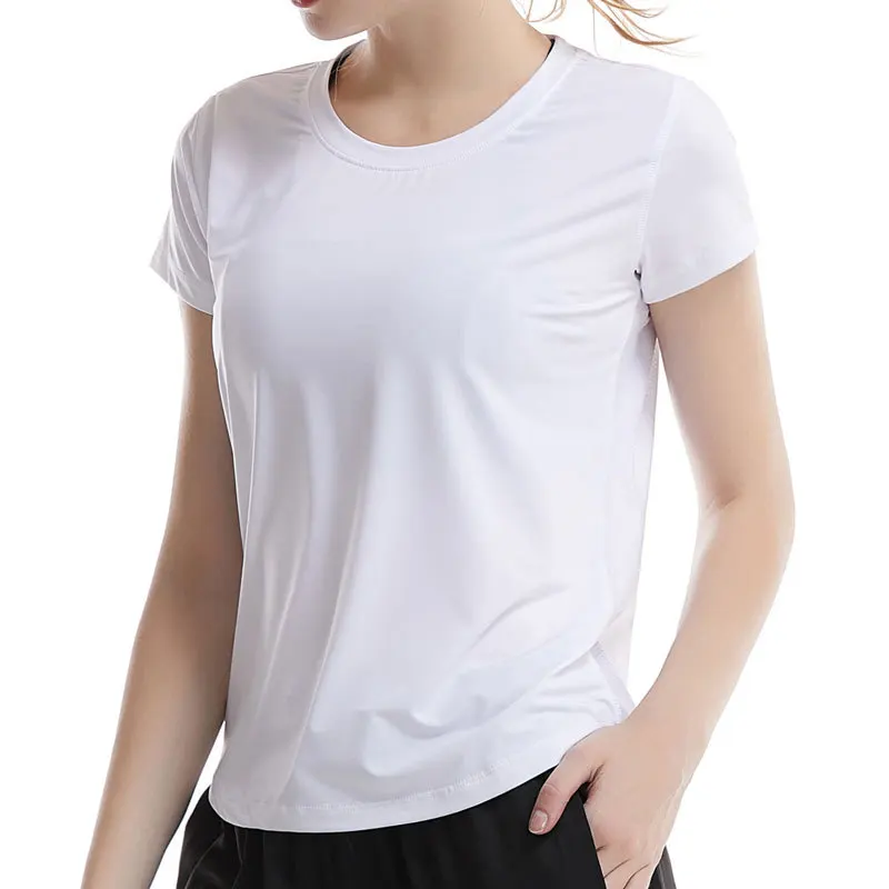 Women Sport Fitness Loose Stretch T-shirt Sports Running Shirts Mesh Stitching Short Sleeve Gym Yoga Workout Clothes Plus Size