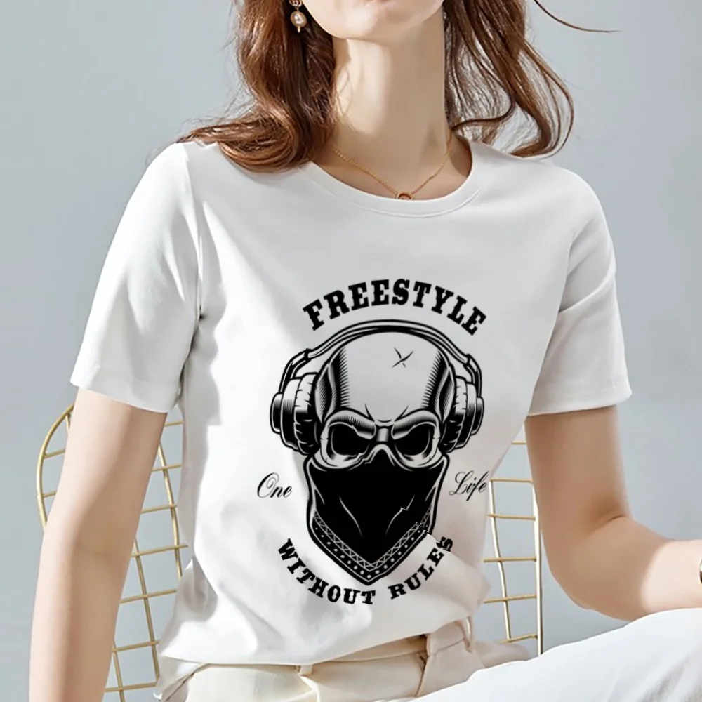 

Summer New Women's T-shirt Masked Funny Skull Print Series Top Casual All-match Youth Street Fashion O-neck Soft Short Sleeves