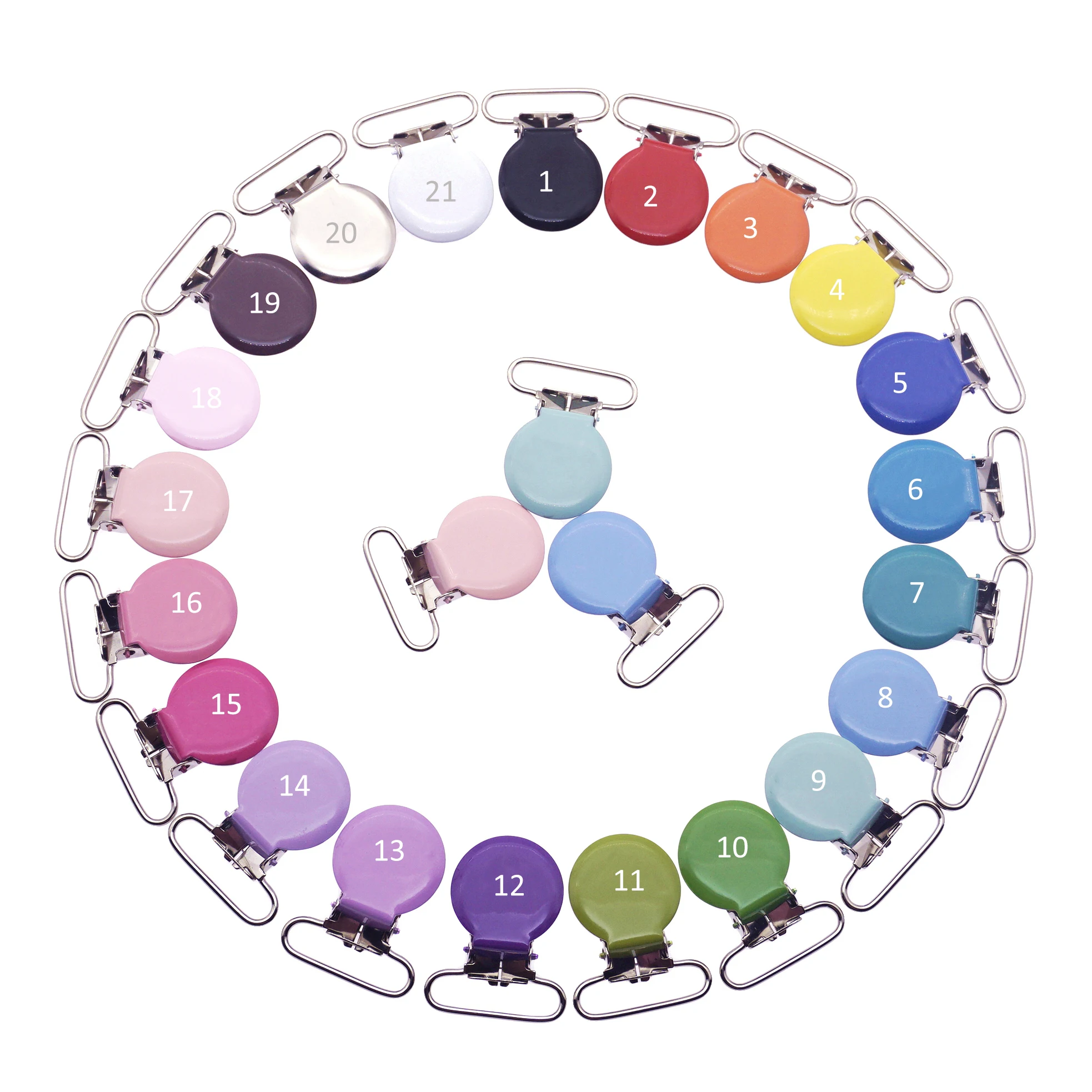 Großhandel 30 Pcs Baby Schnuller Clips Runde Metall Halter Attache Sucette Baby Schnuller Verschlüsse Sicherheit Lustige Zubehör 25mm – Detail 3