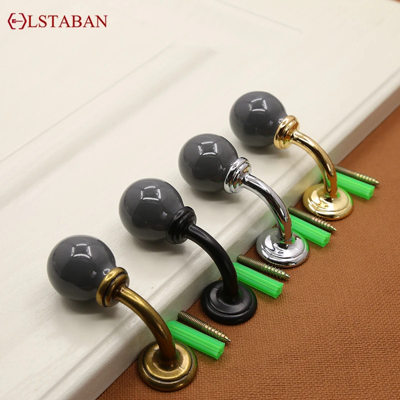 LSTABAN Antique Interior Cloakroom Bathroom Bedroom Furniture Accessories Zinc Alloy Ceramic Creative Single Double Row Hook