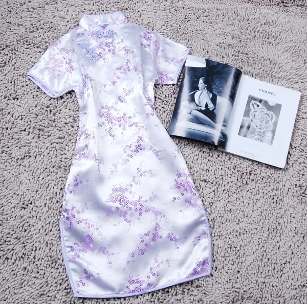 

Summer New Short Sleeve Women Qipao Chinese Style Mandarin Collar Cheongsam Cheongsam Elegant Light Purple Vestidos PLUS 5XL 6XL