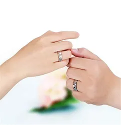 Trendy Stainless Steel Heart Couple Rings, Black Color Wedding Promise Band Engagement Jewelry For Women Men Gifts