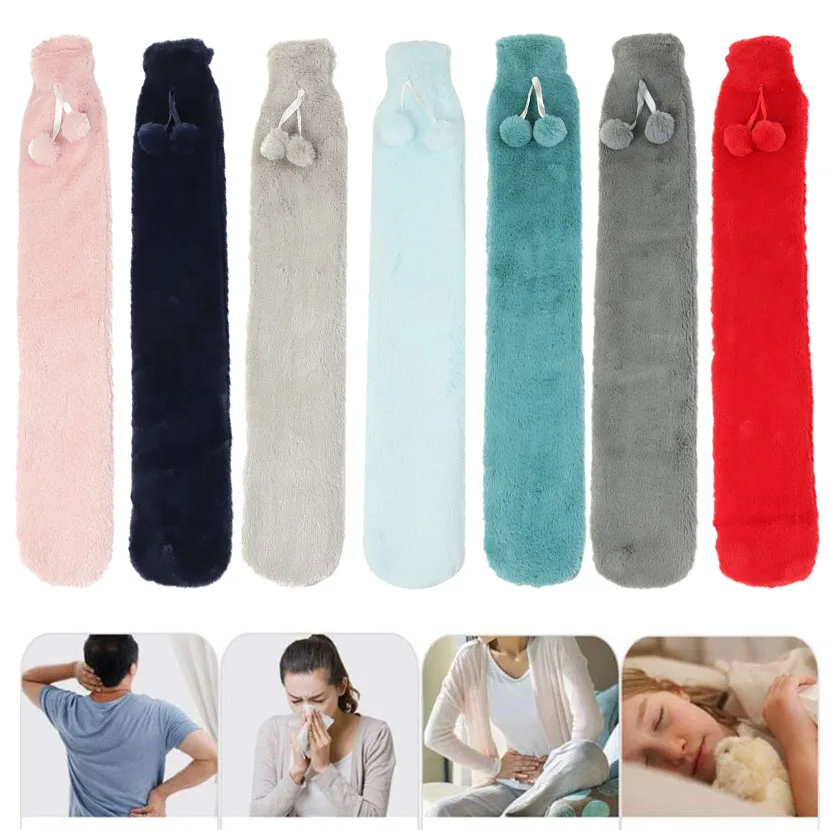 2L Long Strip Warm Handbag Shoulder Neck Waist Plush Heating Compress Hot Water Bottle Flushing Large Capacity Hot Water Bottle