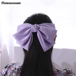 New Fashion Barrette Bow Temperament Satin Hairpin For Woman Super Large Three layers Bow Back Head Clip Girls Hair Accessories