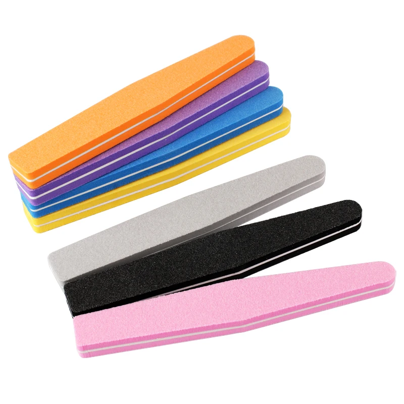 50Pcs/Lot Foam Sponge Nail File 100/180 Diamond Colorful Nail Sanding Buffer Blocks Double-side Gel Manicure Nail Art File Tool