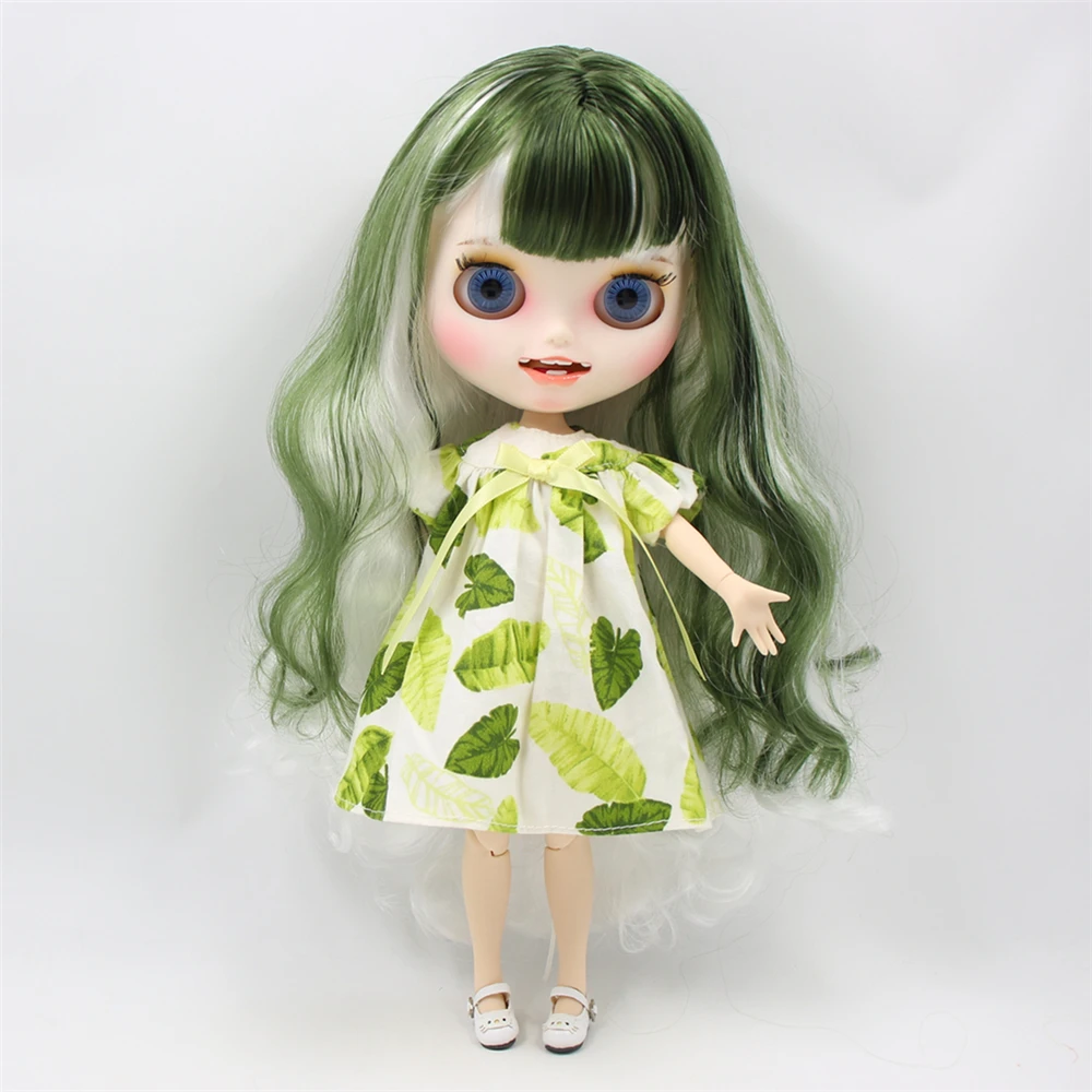 ICY Factory 1/6 bjd joint body white skin soft mixed green and white curly hair new smail matte face with eyebrow toy doll