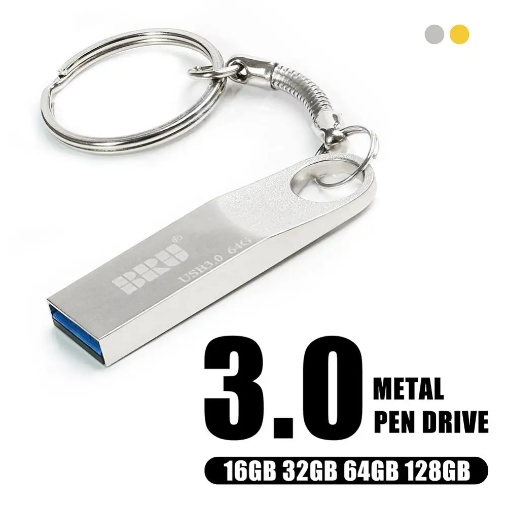 BRU USB Flash Drive 16gb 32gb 64gb 128gb 256gb USB3.0 flash stick high speed waterproof pen drive metal pendrive Custom logo OEM