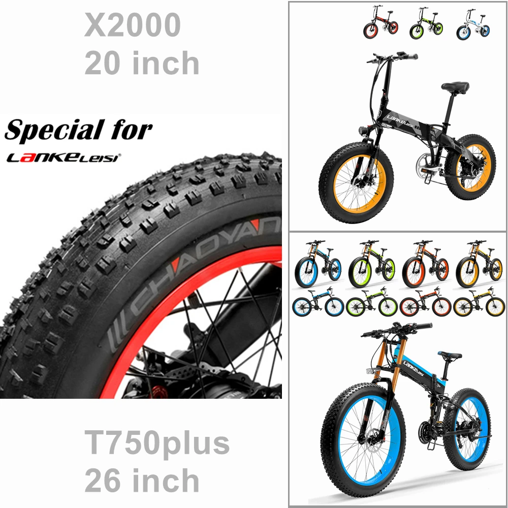 Quality 20/26*4.0 Snow Tire Outer Tire / Inner Tube, Bike Parts for LANKELEISI X2000 / T750plus Electric Fat Bike