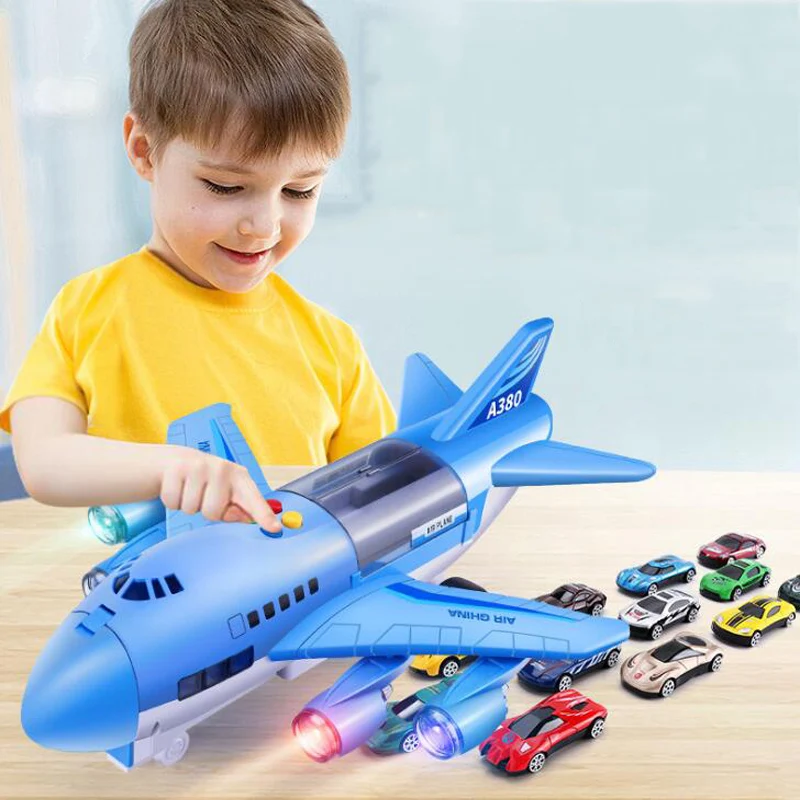 

Simulation Aircraft Model Toy Children Early Education Music Story Sound And Light Track Toy Passenger Aircraft Storage Car