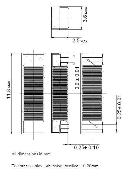 10Pcs Patch 11.8x3.6mm 125K Antenna, Low Frequency Wake-up, Uniaxial Receiving Antenna Inductance 7.2mH