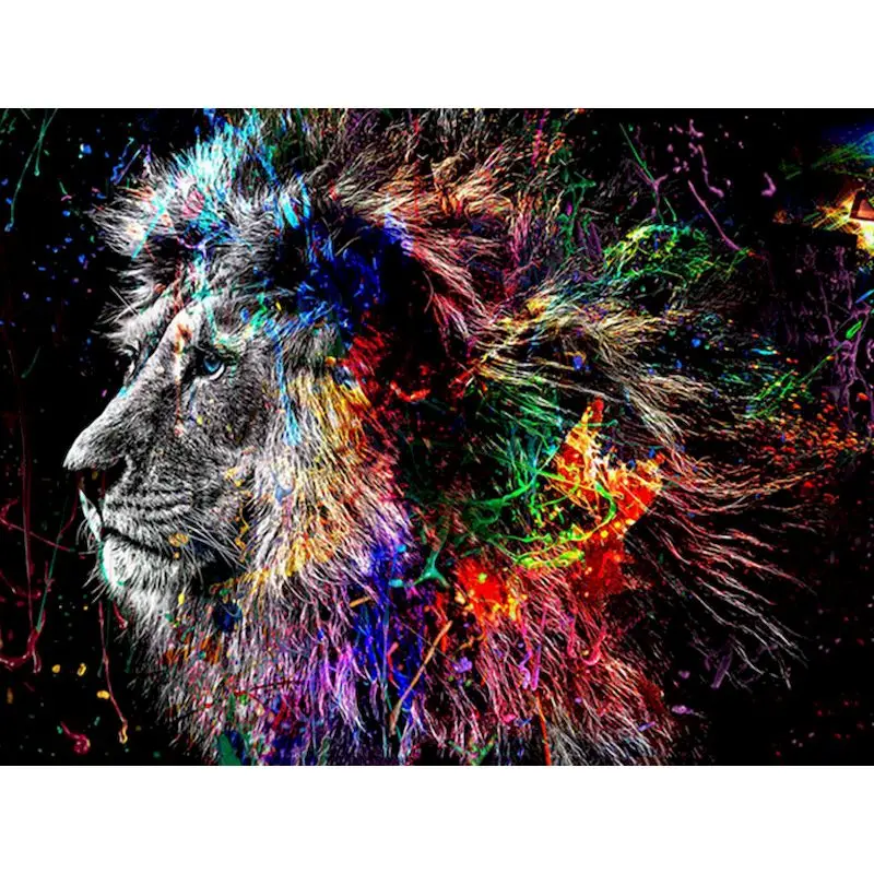 

GATYZTORY Oil Painting By Numbers For Adults Lions 60x75cm DIY Paint By Numbers On Canvas Animals Frameless Home Decor Wall Art