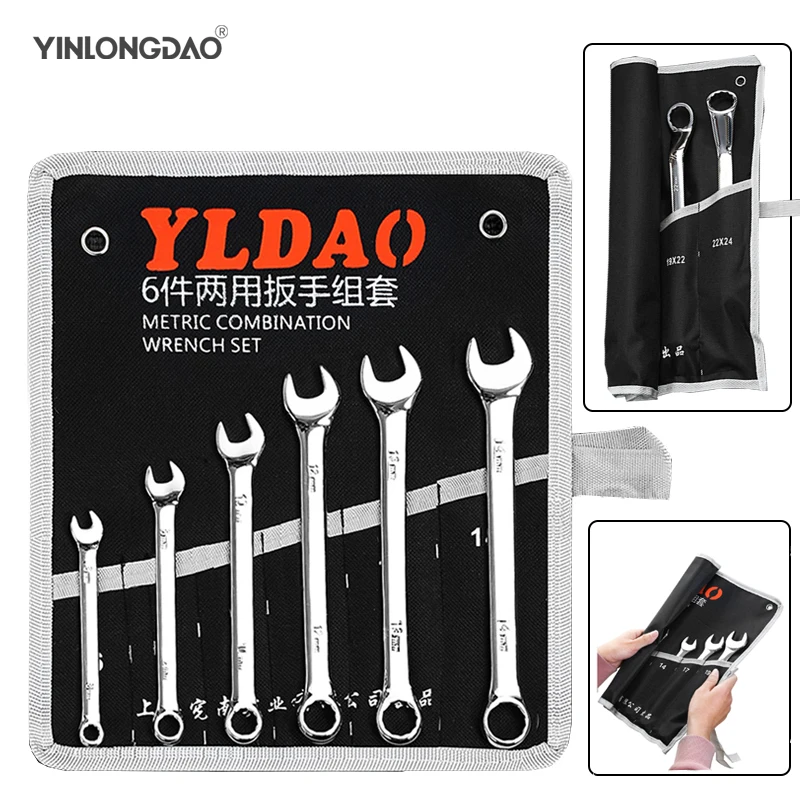 

Ratcheting Combination Wrench Set, 6-22mm Metric Ratcheting Wrench, Chrome Vanadium Steel Spanner with Bag