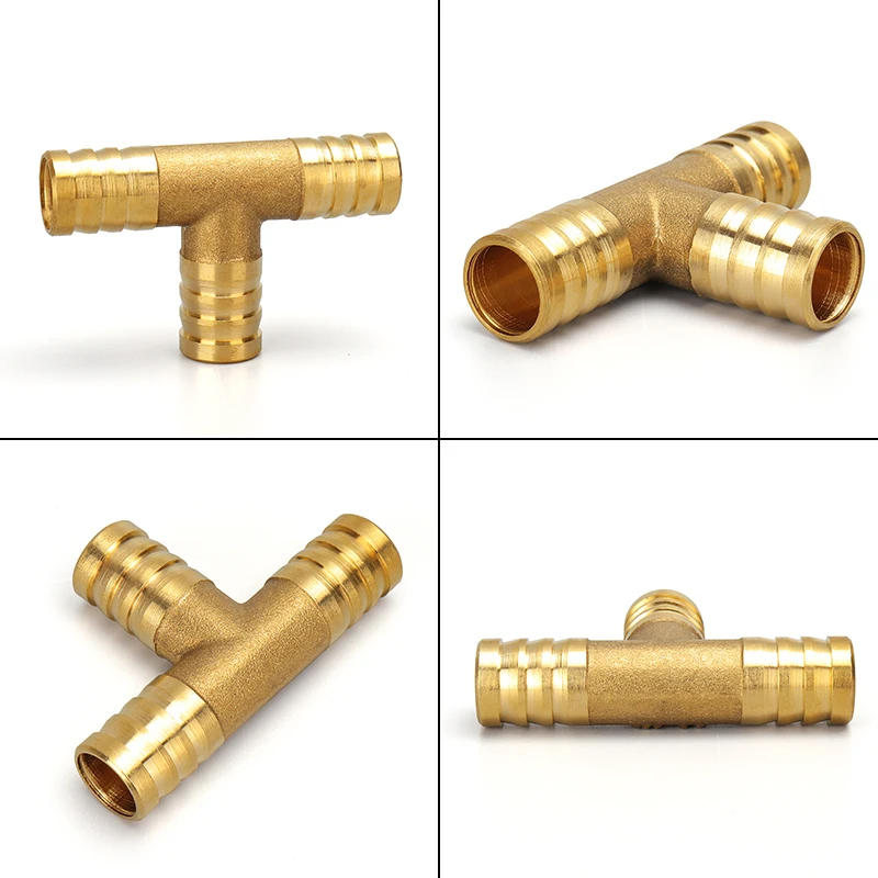 Brass Barb Pipe Fitting 3wayT Brass Connector For 4mm - 25mm Hose Copper Pagoda Water Tube Fittings Pagoda Connector