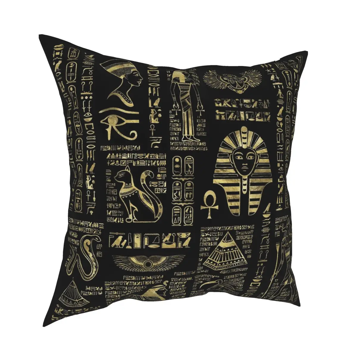 Egyptian Hieroglyphs Square Pillowcase Polyester Printed Decorative Pillow Case for Sofa Seater Cushion Case 18