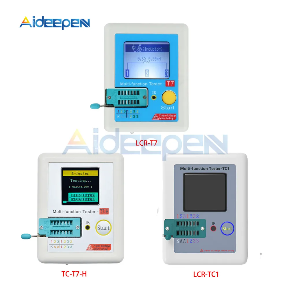 T7 TC-T7-H TCR-T7 LCR-TC1 Transistor Tester ESR Diode Triode Capacitance MOS/PNP/NPN LCR ESR TFT LCD Screen Tester Multimeter