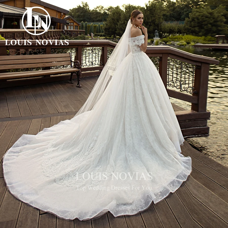 LOUIS NOVIAS luksusowe suknie ślubne dla kobiet Off the Shoulder suknia ślubna haft Sweetheart seksowna linia A Vestidos De Novia