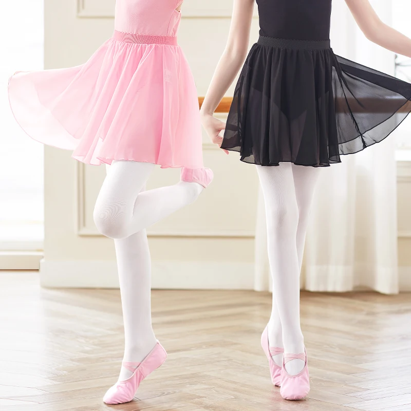 Ragazze Capretti Pannello Esterno di Balletto Sheer Chiffon Tutu di Balletto Rosa Bambini Ginnastica Body Gonne Pannello Esterno di Ballo