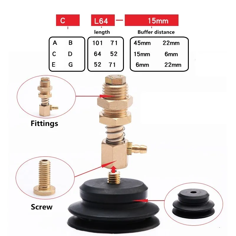 Manipulator vacuum cup accessories stamping copper hardware suction cup seat matching PFG / pjg 20 25 30 35 40