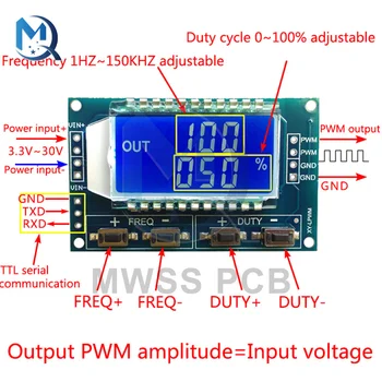 Générateur de Signal de réglage du Cycle de service de fréquence d'impulsion PWM 3.3V 30V, Module d'affichage numérique LCD à onde carrée rectangulaire 1Hz-150Khz