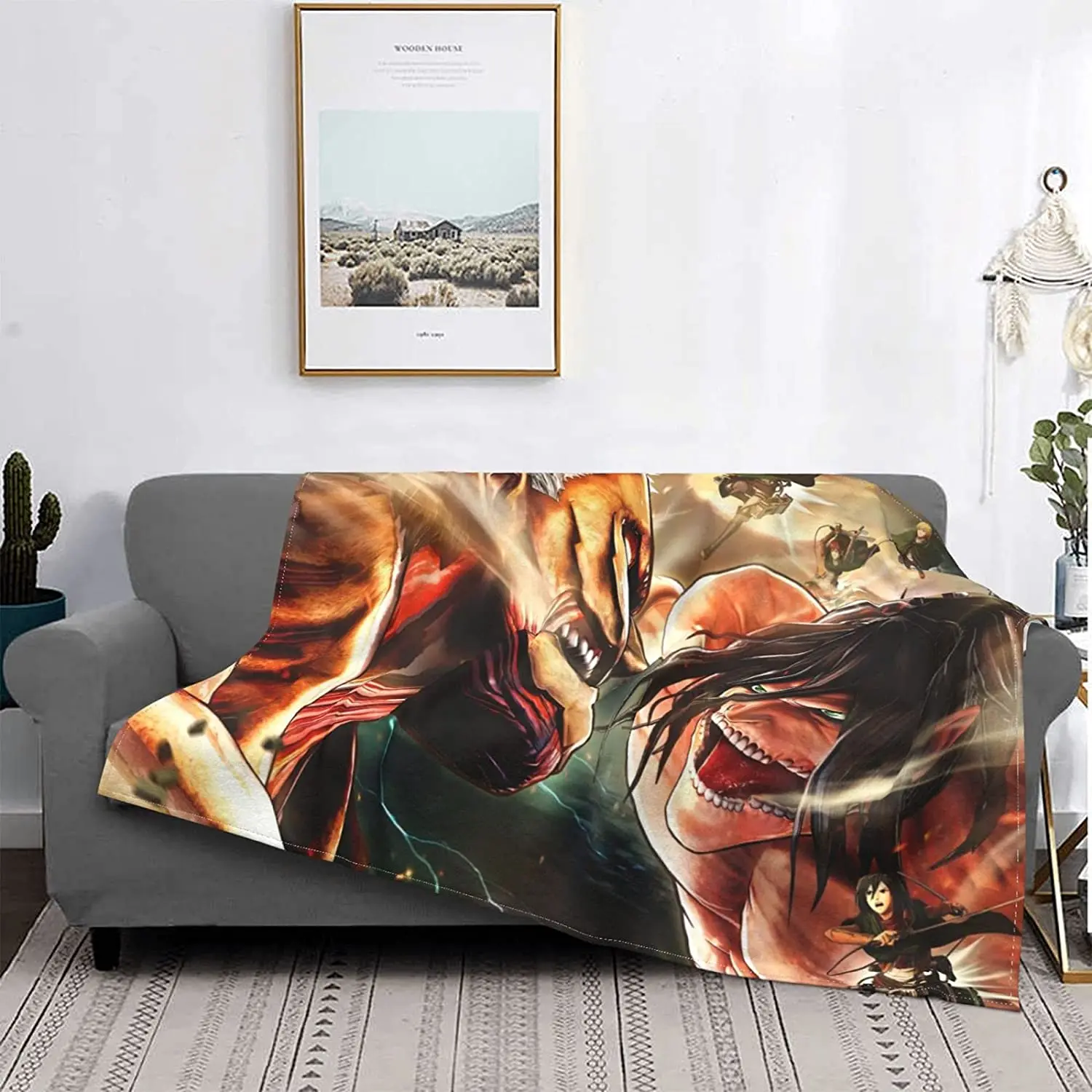 Attack On Titan Ultra-Soft Micro Flannel Fleece Blanket 3D Printing Living Room Bedroom Anime Room Throw Blanket Home Decor