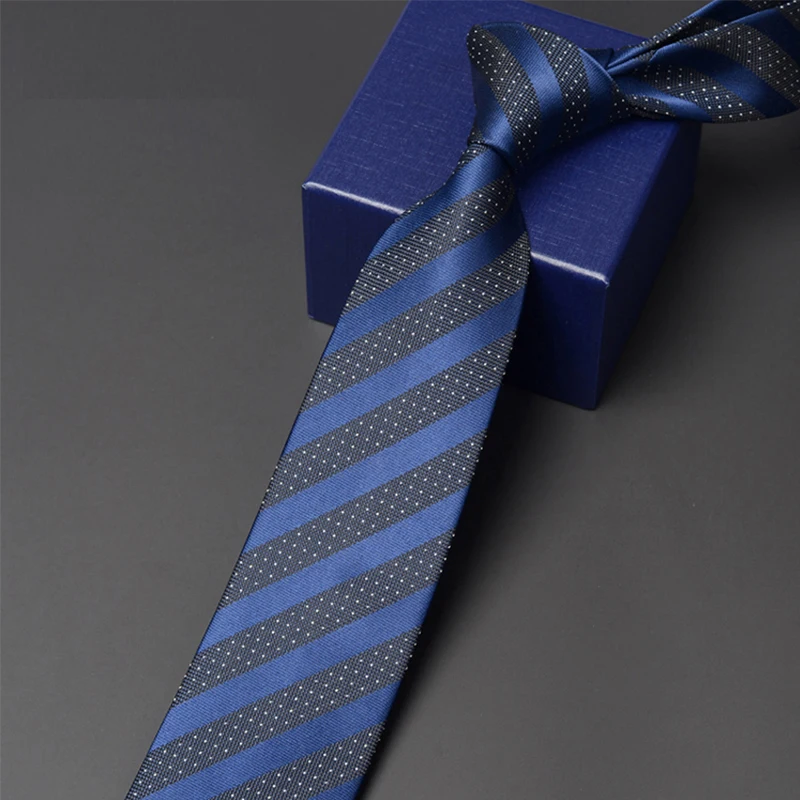 Brand New Men\'s Business Tie 7CM Wide Stroped Neck Tie For Men Fashion Formal Neckties Business Work Dress Shirt Ties Gift Box