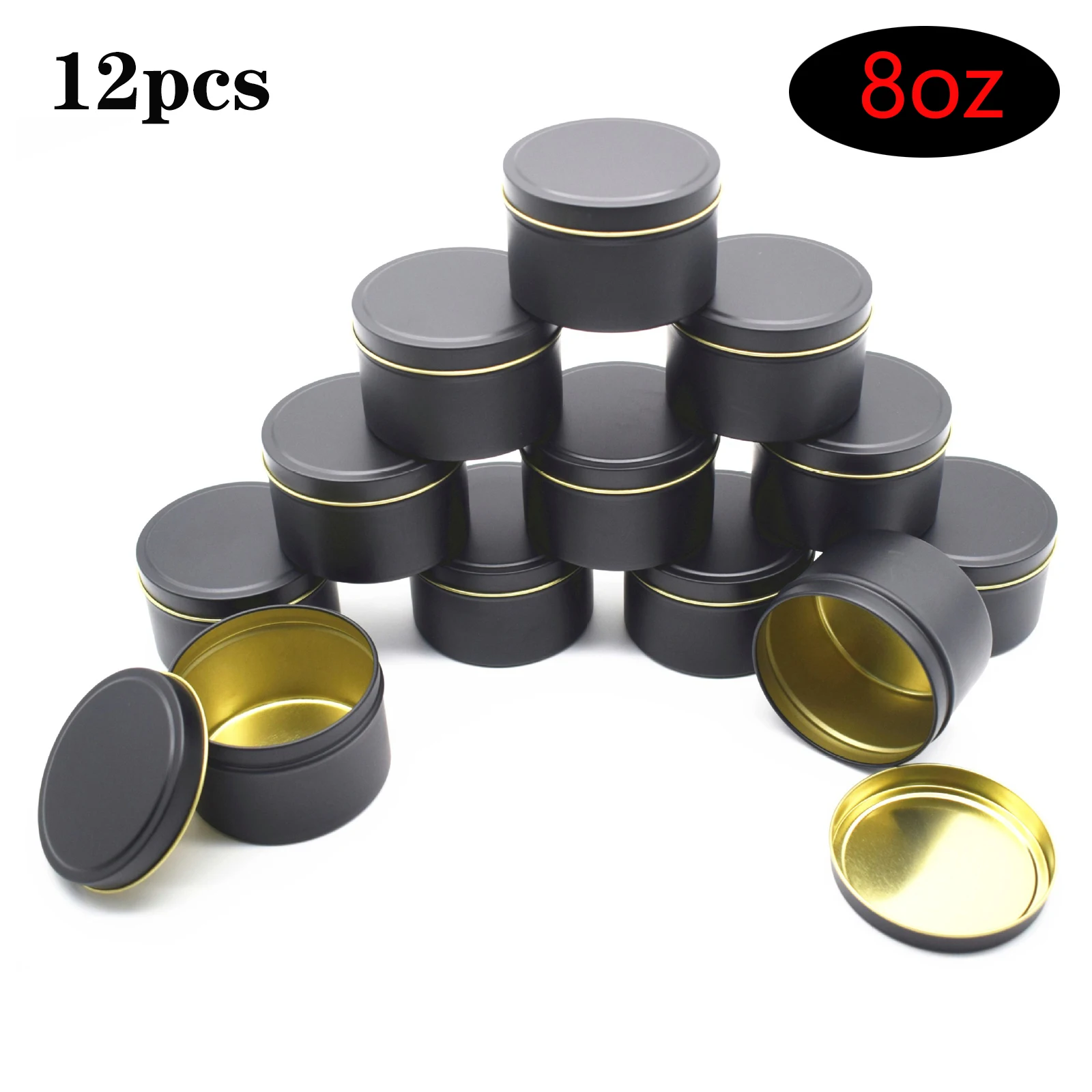 12PCS 4oz Golden Candle Tin Cans Silver Candle Tins Small Tin Tins Tea Tin Tins Candy Box